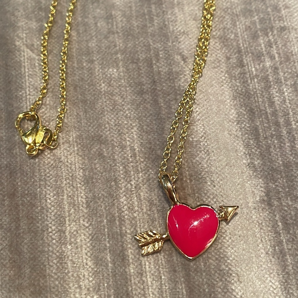 Red enamel 
Heart Necklace 18”